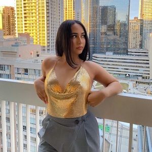 Backless Chainmail Top in Gold